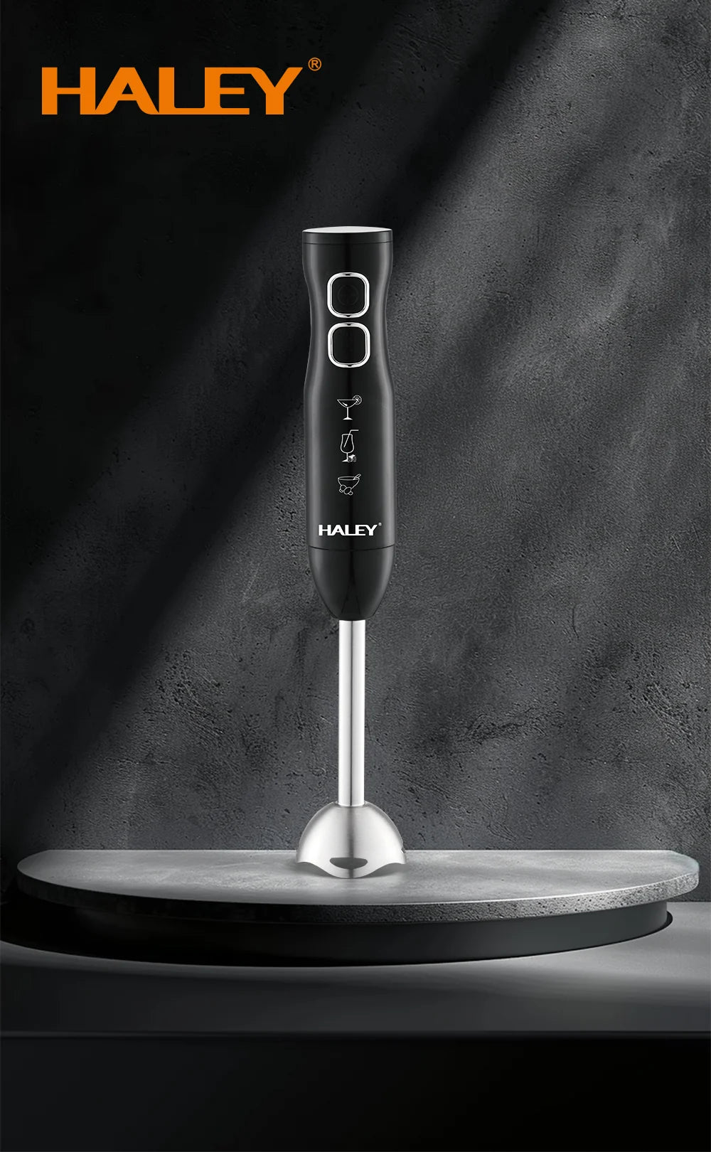 Blender Vertical HALEY 1200W, Lame Inox, 2 Viteze, Motor Silențios, Mâner Anti-Alunecare, Design Compact 37cm