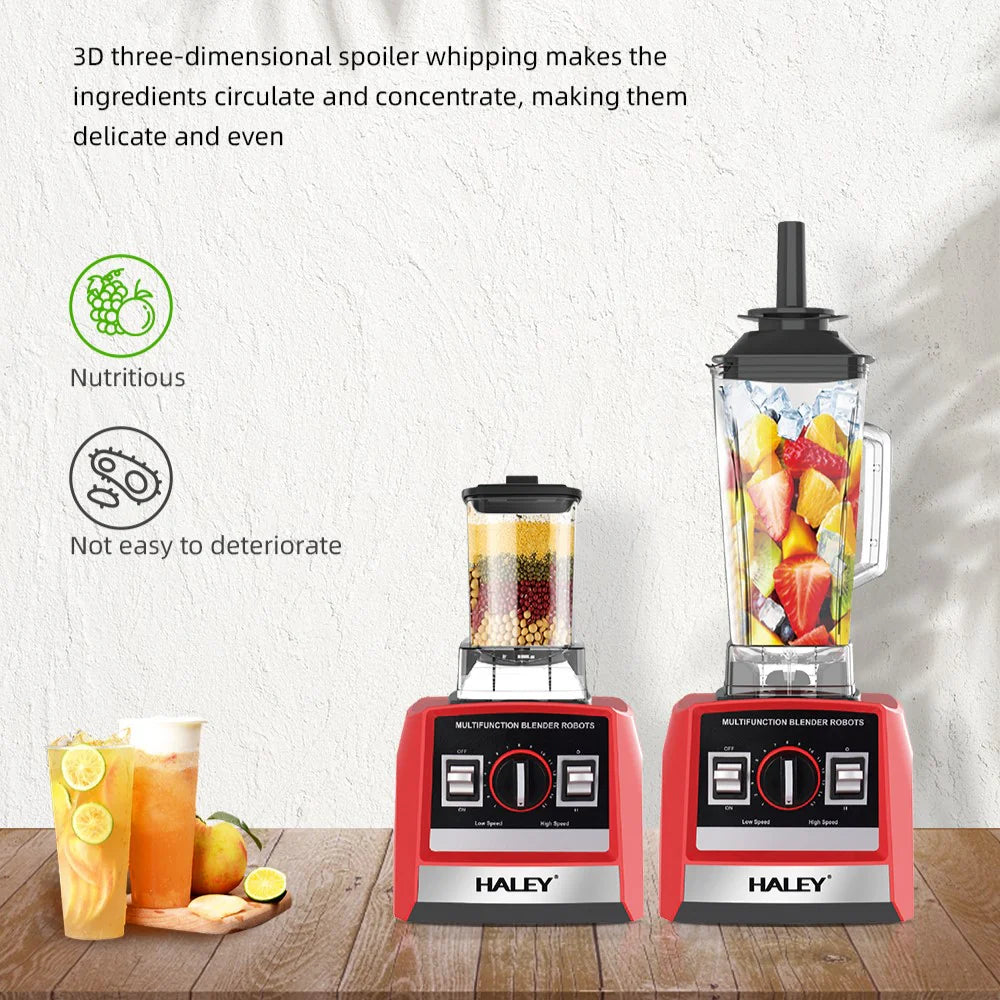 Blender Profesional HALEY® HY-982, 5500W, Recipient 2.5L, Lame din Oțel Inoxidabil, Funcționare Umed/Uscat, Roșu/Negru