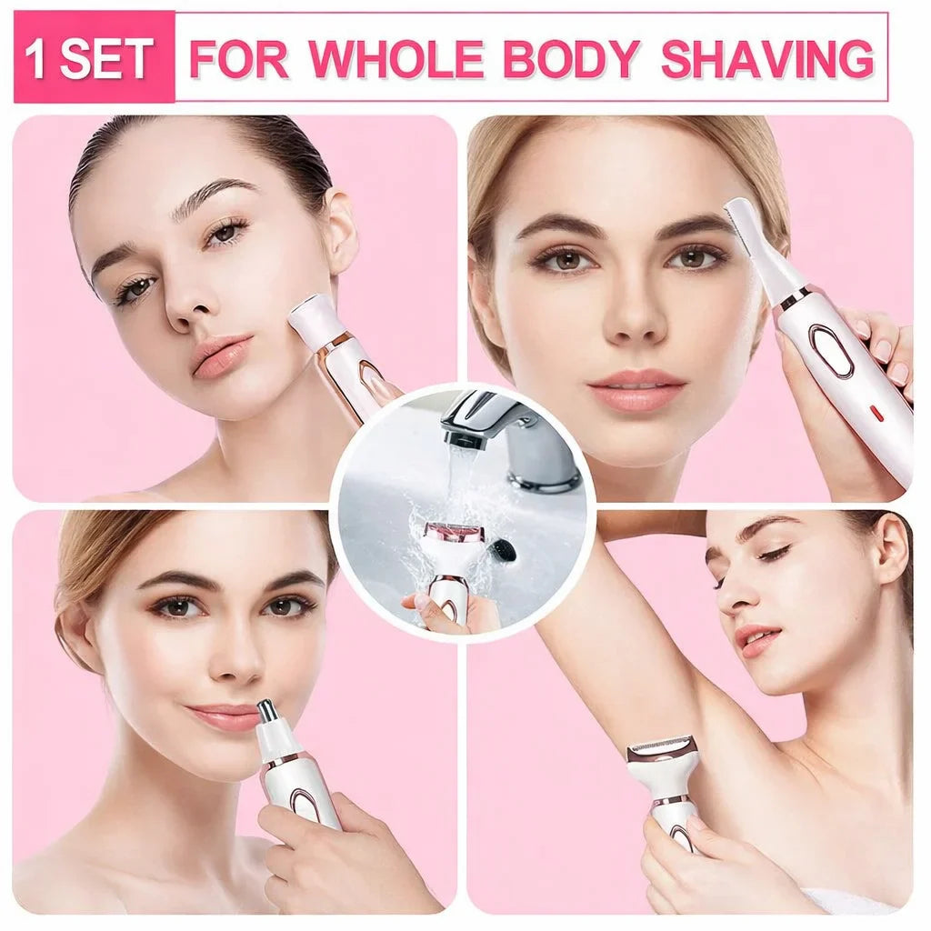 Kit Profesional de Îngrijire 4-în-1 – Lady Shaver Elegant & Trimmer Multifuncțional