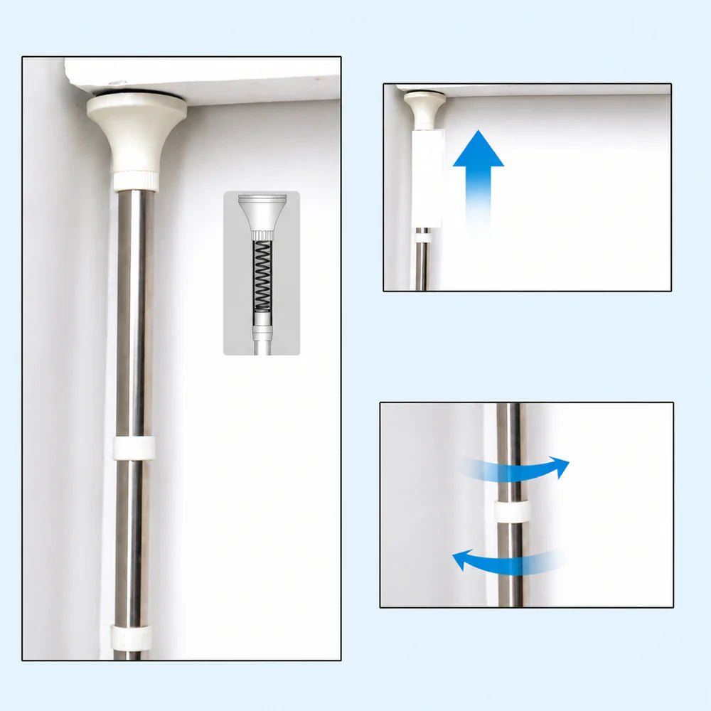Etajeră Colț Baie AT Performance®, Telescopică 185-310 cm, 4 Rafturi, Organizator Duș, Montaj Fără Găurire