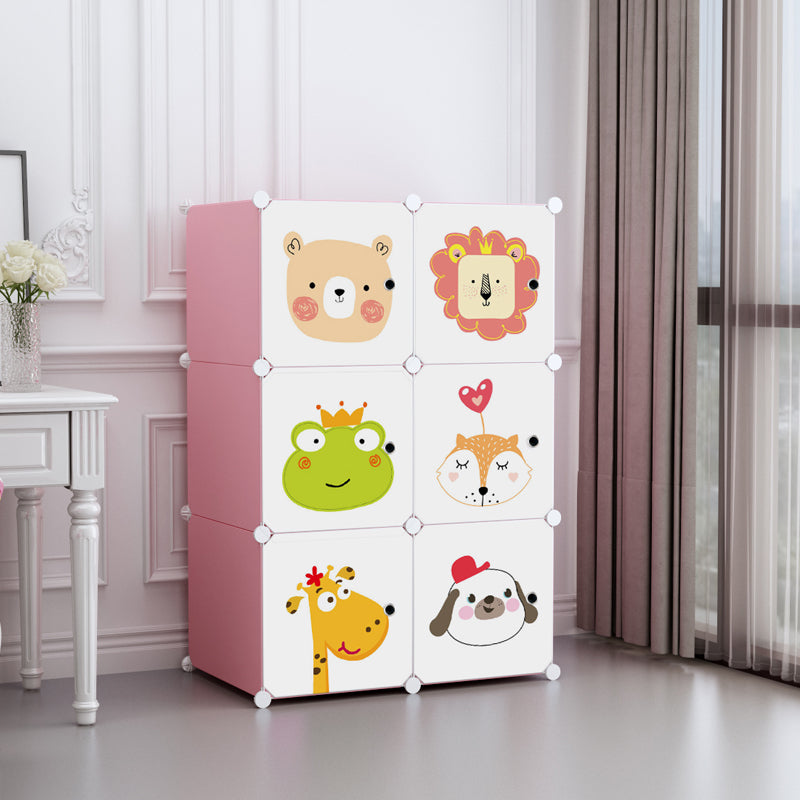 Dulap Modular cu 6 Rafturi Roz ,AT PERFORMANCE® cu Animăluțe pentru Copii 🦁🐶🐻🐿️🐸🦒