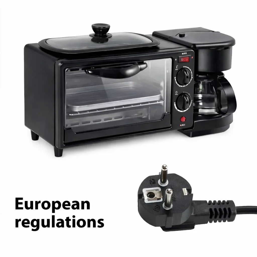 Cuptor Electric 3 în 1 cu Cafetieră Integrată, Grill și Timer – 2000W