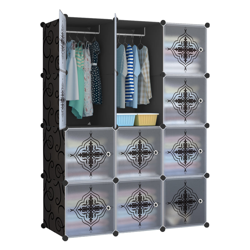 Dulap modular pentru copii, Negru, AT PERFORMANCE®, 12 rafturi