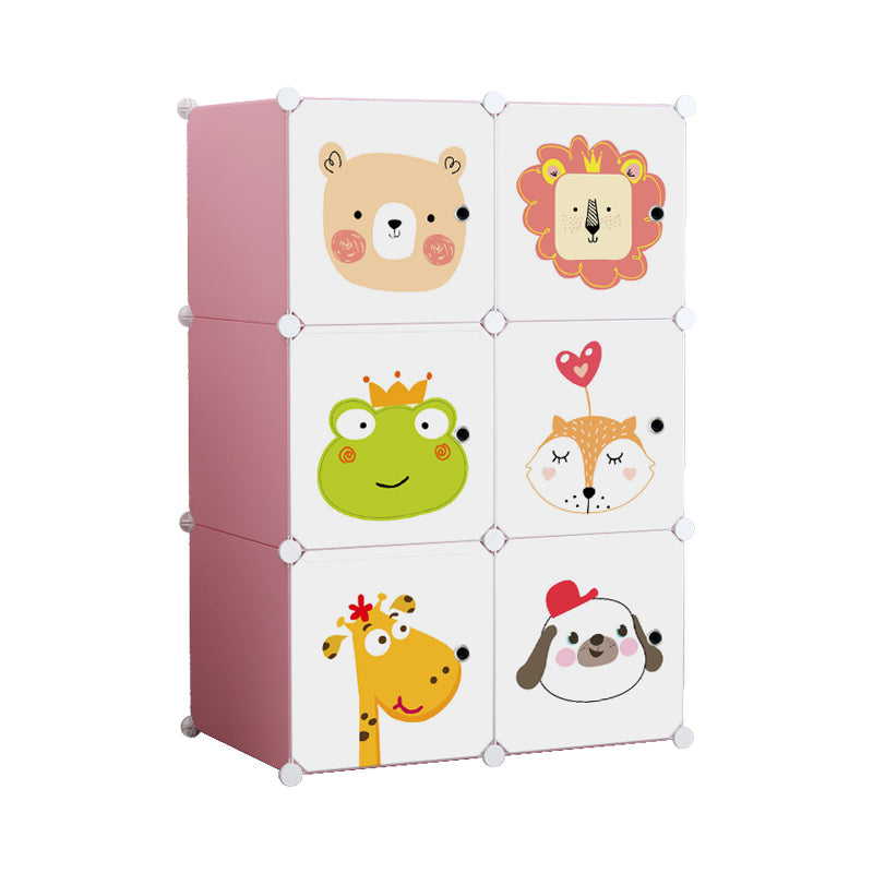 Dulap Modular cu 6 Rafturi Roz ,AT PERFORMANCE® cu Animăluțe pentru Copii 🦁🐶🐻🐿️🐸🦒