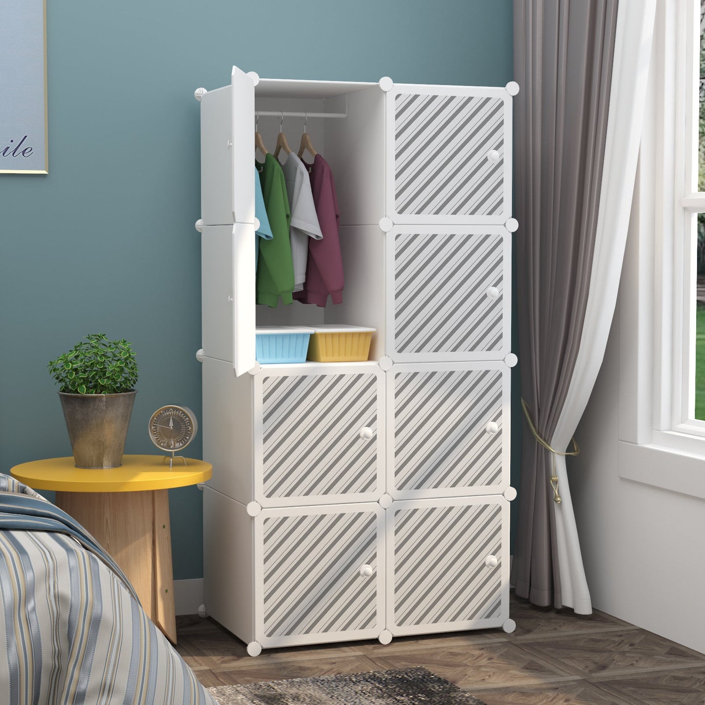 Imagine produs Dulap modular pentru copii, AT PERFORMANCE®, 8 rafturi, Design Modern în Alb și Negru 🖤⚪