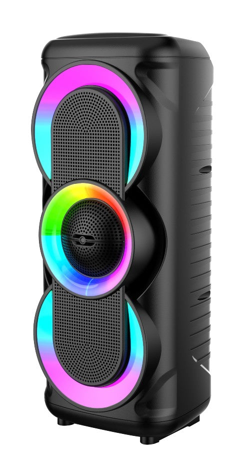 Boxa Portabila AT PERFORMANCE®, cu Lumini RGB, cu Maner, Putere 100w MP3, USB, Bluetooth, TF, WIFI, Slot Microfon, Karaoke, Acumulator, Negru