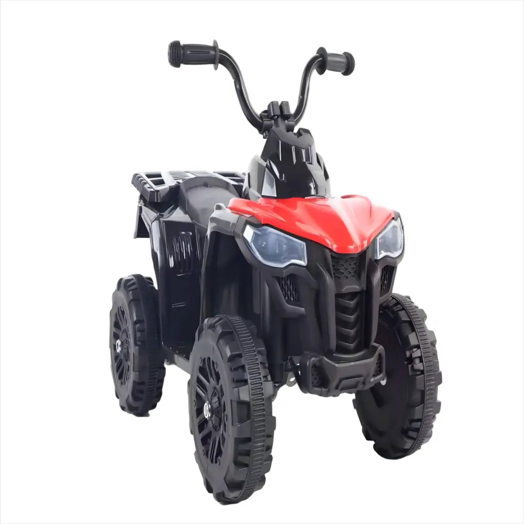 ATV Electric KIDOO pentru Copii 6V, Motor 380, Faruri LED, Pornire cu Buton, Design Off-Road, Roșu
