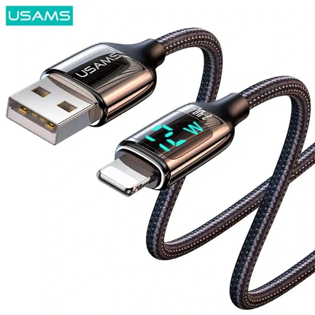 Cablu de Încărcare și Transfer Date USAMS cu Display Digital LED, 1.2m, 2.4A, 12W