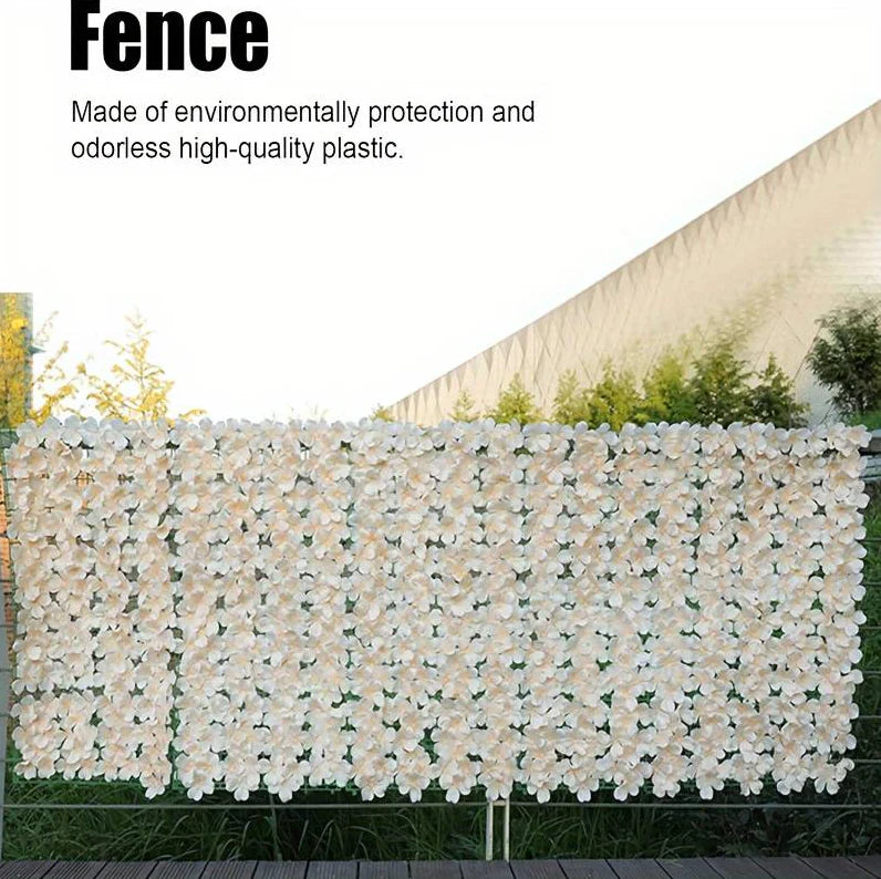 Rulou Artificial de Gard Viu, AT PERFORMANCE din PE Anti-UV, Flori Alb Rose, 100x300 cm