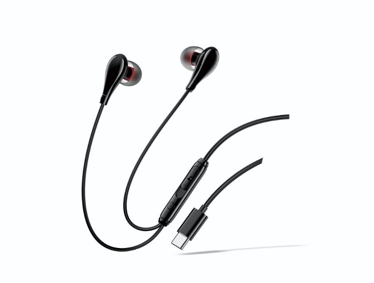 Căști cu Fir Type-C KLGO, Microfon și Control Volum, Compatibile iPhone & Android, 1.2m – Alb și Negru