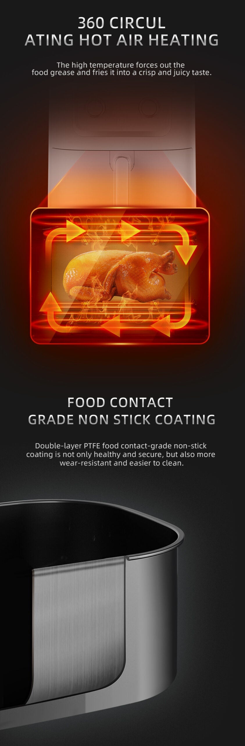 Friteuză cu Aer Cald Haley 6L – Eleganță și Gătit Inteligent în Bucătăria Ta