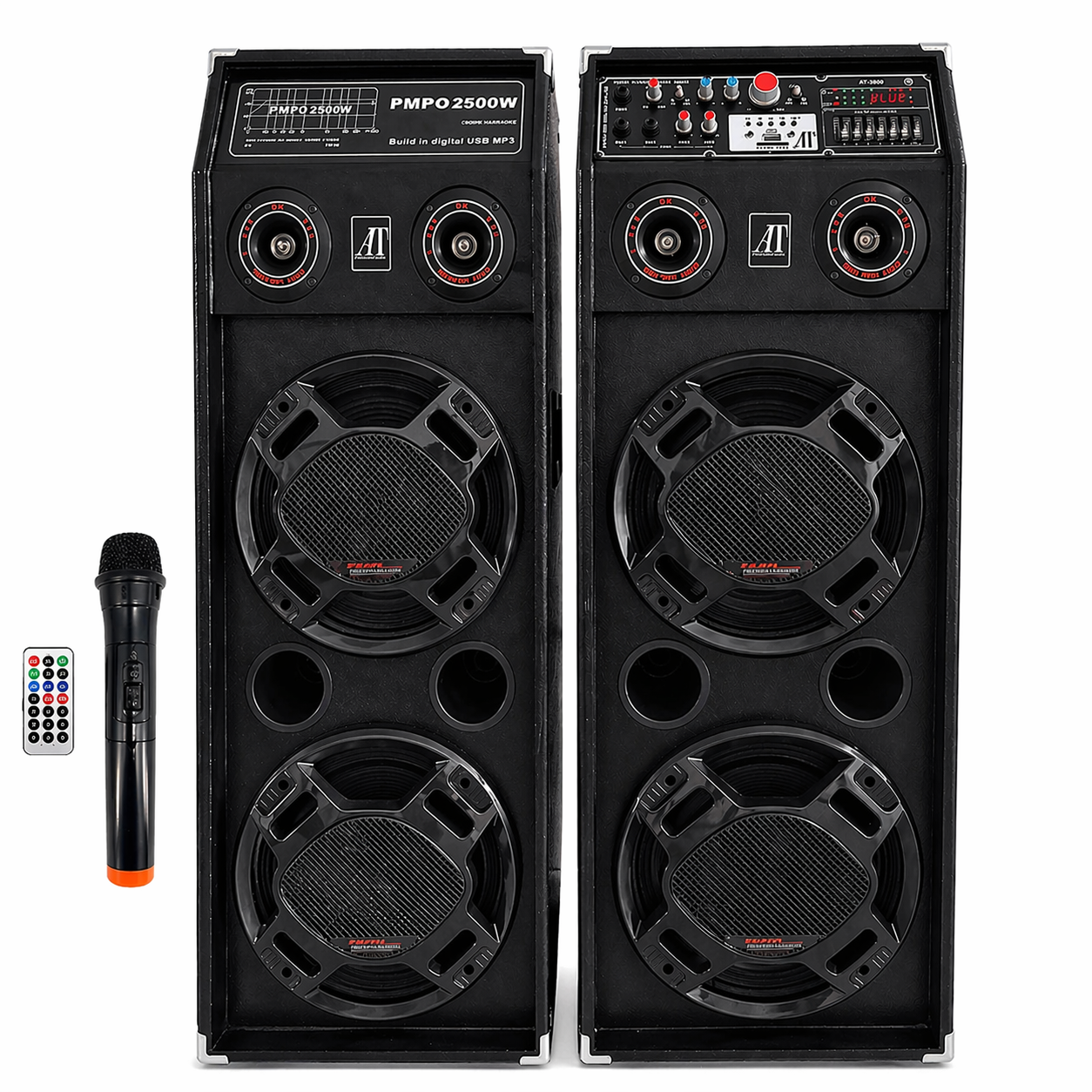 Boxe Profesionale AT Performance AT-2304, 2500W, Difuzor 10 Inch, Bluetooth, USB, Microfon, Karaoke
