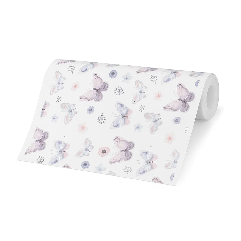Rola Tapet 3D, autoadeziv/autocolant, AT PERFORMANCE®, spuma moale, design modern, pentru interior, usor de curatat, rezistent la apa, 68cmx2.8m, model fluturi, mov/alb