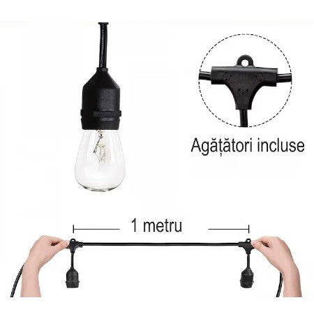 Ghirlanda luminoasa, solara, decorativa, interconectabila, 5m, 10 Becuri LED