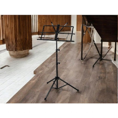 Suport Partitură Metalic Reglabil și Pliabil cu Husă, 123 cm, Negru