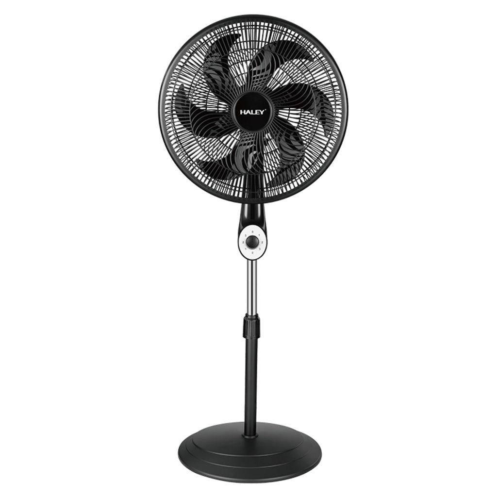 Ventilator cu Picior HALEY HY-6016, 18 Inch, 6 Pale, 3 în 1 (Podea/Masă), 3 Trepte de Viteză, Oscilație Orizontală, Înălțime Reglabilă, Motor Puternic și Silențios, Negru