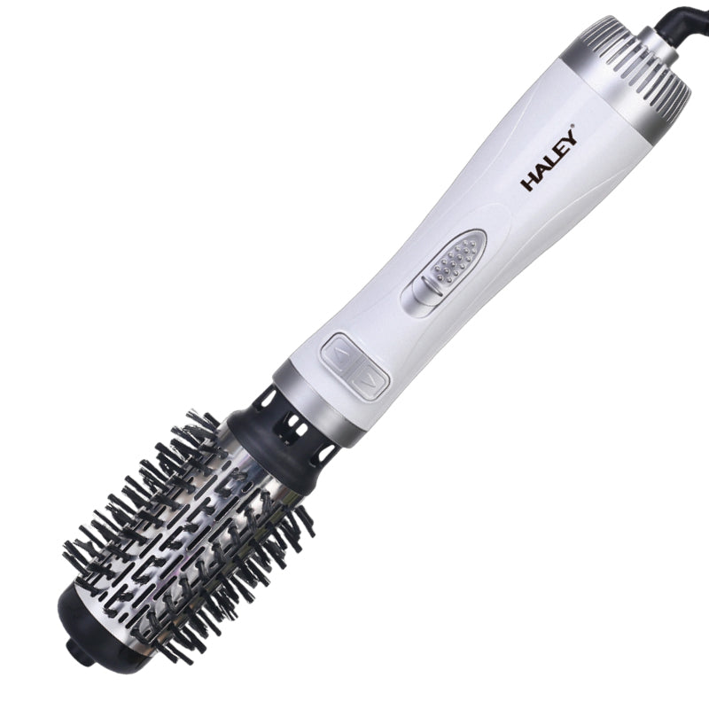 Perie Rotativă HALEY 1000W – 2 Perii, Încălzire Rapidă, Modelare de Durată, Protecție Păr, Inveliș Ceramic, Alb/Argintiu