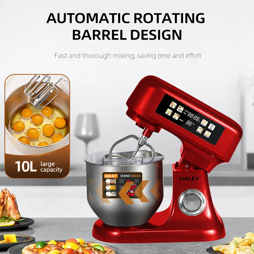 Mixer Planetar Profesional HALEY HY-2419, 2200W, Bol Inox 10L, 12 Viteze, Display Touch, Cântar Integrat