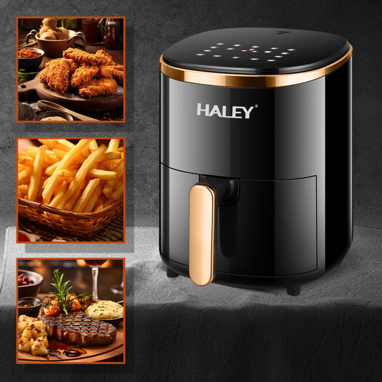 Friteuza cu Aer HALEY, 6L, 2000W, Performanta Moderna pentru Gatit Sanatos, Negru