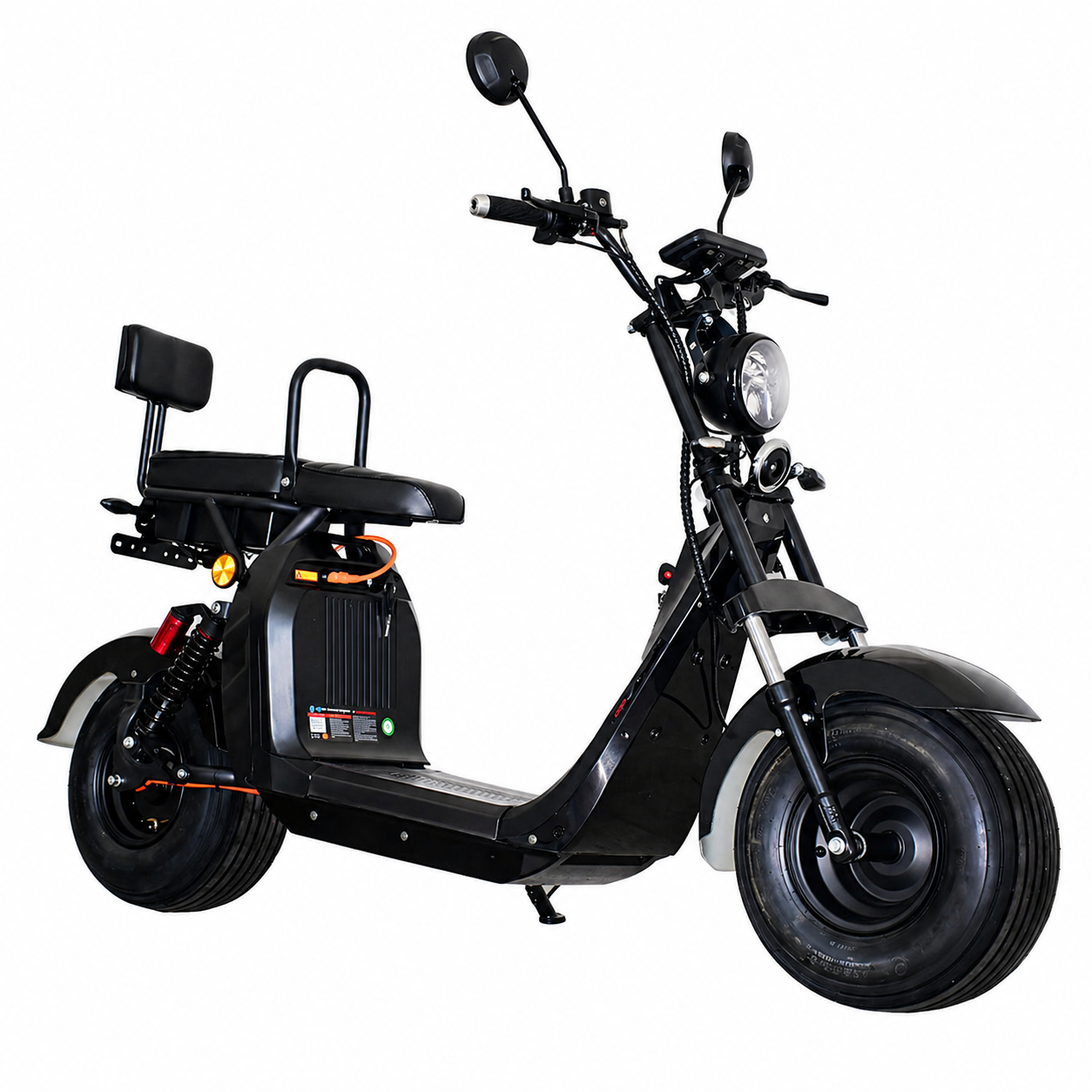 Scuter Electric 2 Persoane, Viteză Limitată 25 km/h – Fără Permis, Viteza maxima 25km/h, Autonomie 45 km, Motor 1500W, Baterie 20Ah, Suspensie Hidraulică, COC Inclus