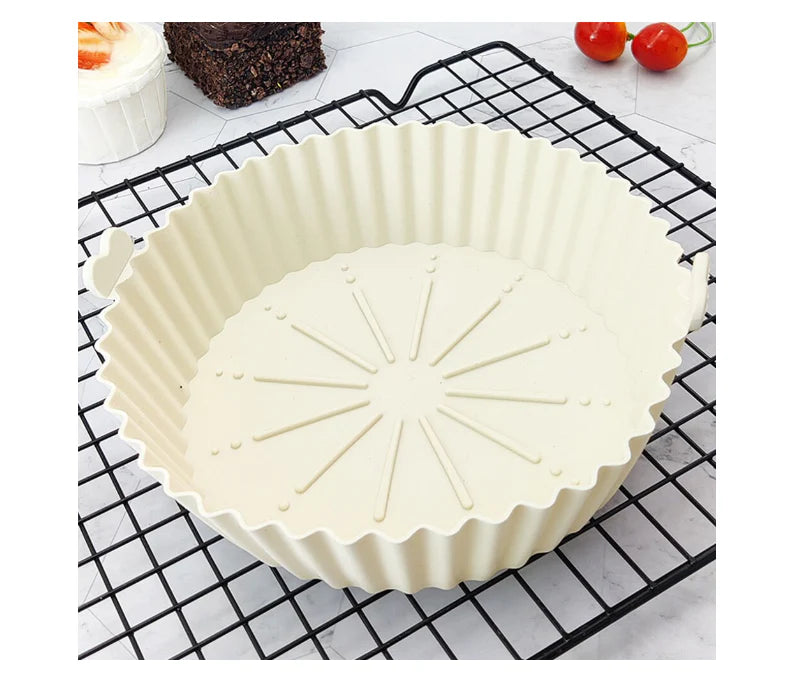 Tava pentru Air Fryer din Silicon, 18.3 cm, Gri, AT PERFORMANCE®, O Solutie Practica si Versatila pentru Gatitul Sanatos