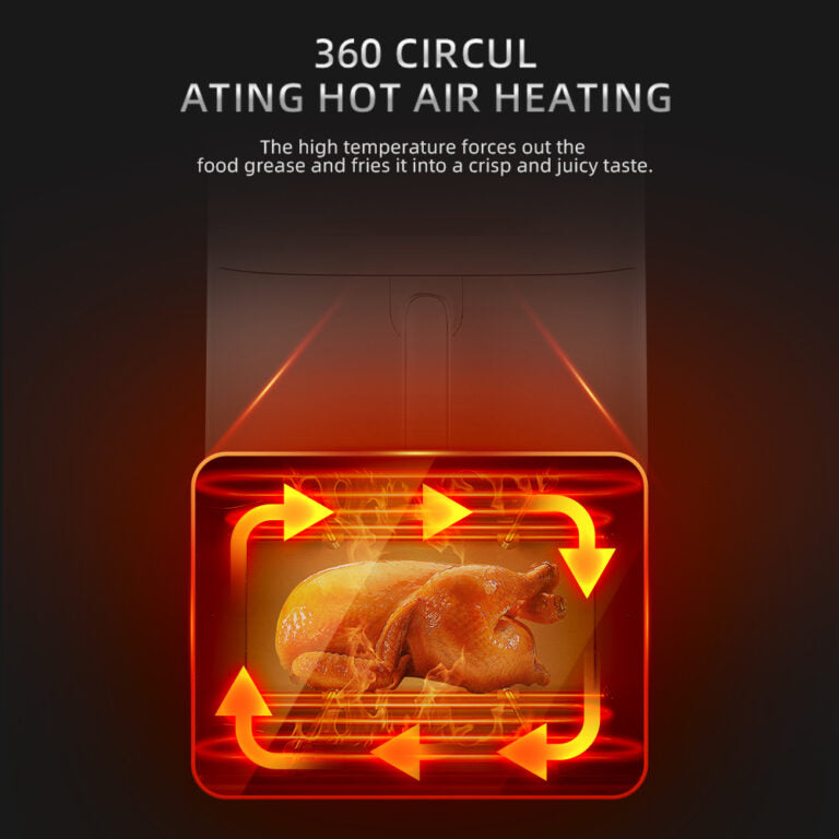 Friteuza cu Aer HALEY, 6L, 2000W, Performanta Moderna pentru Gatit Sanatos, Negru