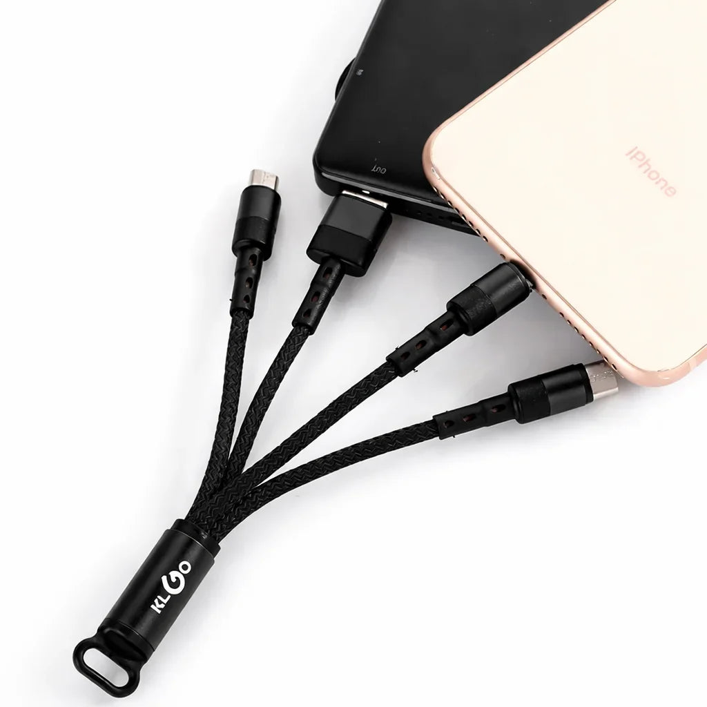 Cablu 3 în 1 KLGO S-670 USB – Type-C, Micro USB & Lightning, Încărcare Rapidă 2A
