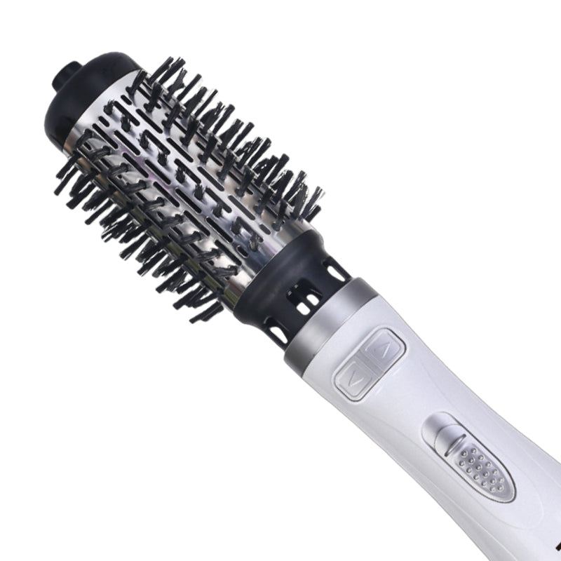 Perie Rotativă HALEY 1000W – 2 Perii, Încălzire Rapidă, Modelare de Durată, Protecție Păr, Inveliș Ceramic, Alb/Argintiu