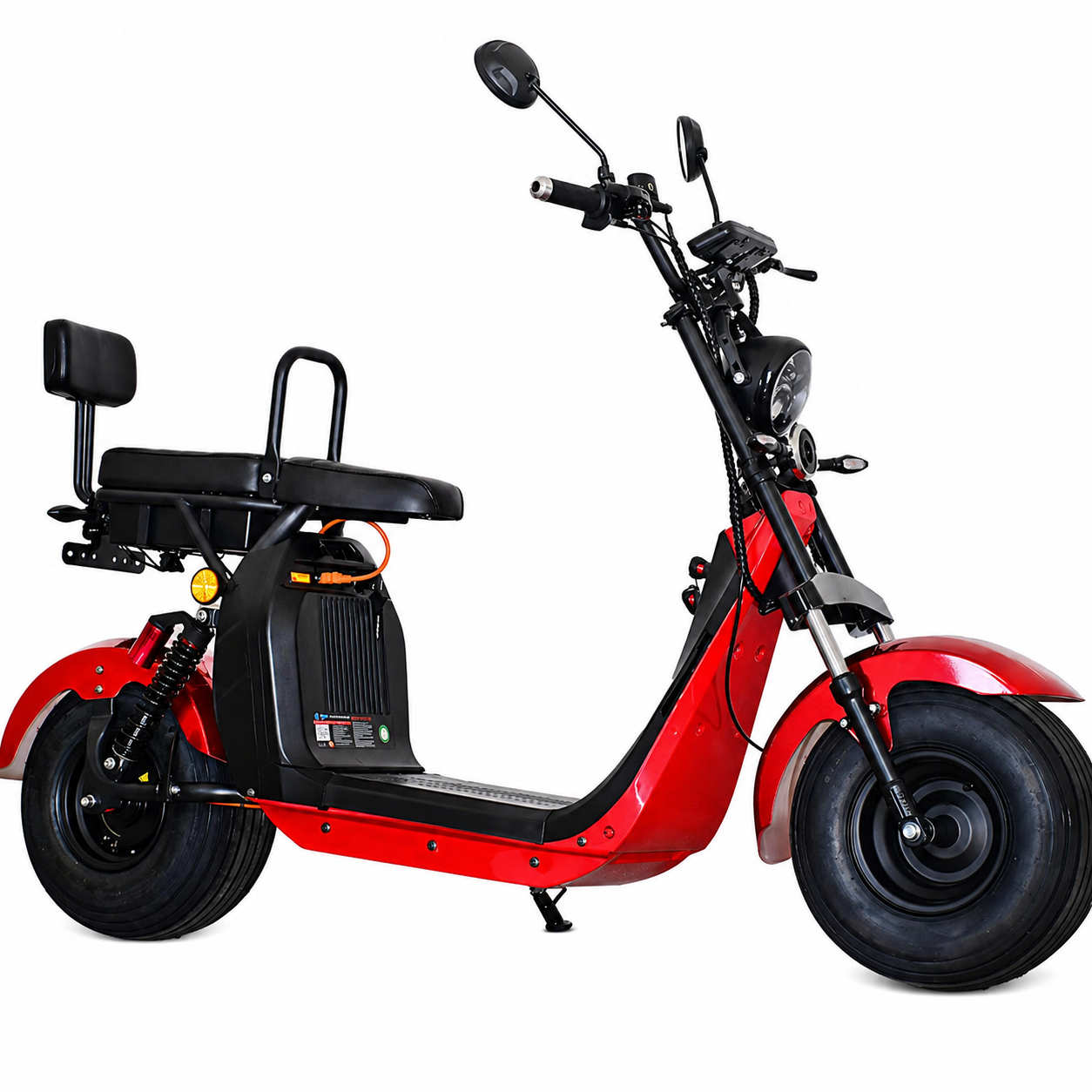 Scuter Electric 2 Persoane, Viteză Limitată 25 km/h – Fără Permis, Viteza maxima 25km/h, Autonomie 45 km, Motor 1500W, Baterie 20Ah, Suspensie Hidraulică, COC Inclus
