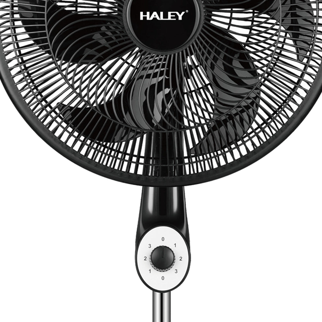 Ventilator cu Picior HALEY HY-6016, 18 Inch, 6 Pale, 3 în 1 (Podea/Masă), 3 Trepte de Viteză, Oscilație Orizontală, Înălțime Reglabilă, Motor Puternic și Silențios, Negru