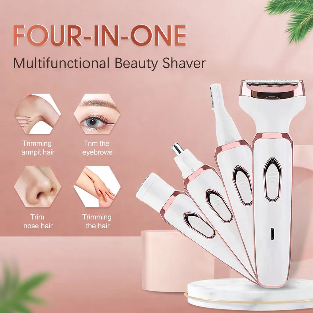 Kit Profesional de Îngrijire 4-în-1 – Lady Shaver Elegant & Trimmer Multifuncțional