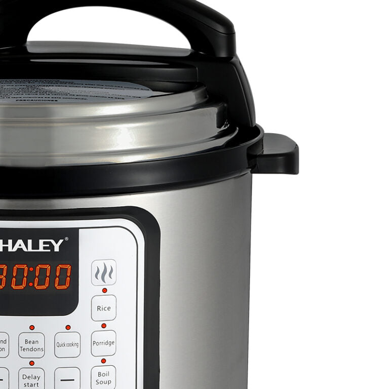 Oală Sub Presiune Electrică Multifuncțională HALEY 10 în 1, 1200W, 6L, Negru/Argintiu – Gătire Rapidă și Inteligentă