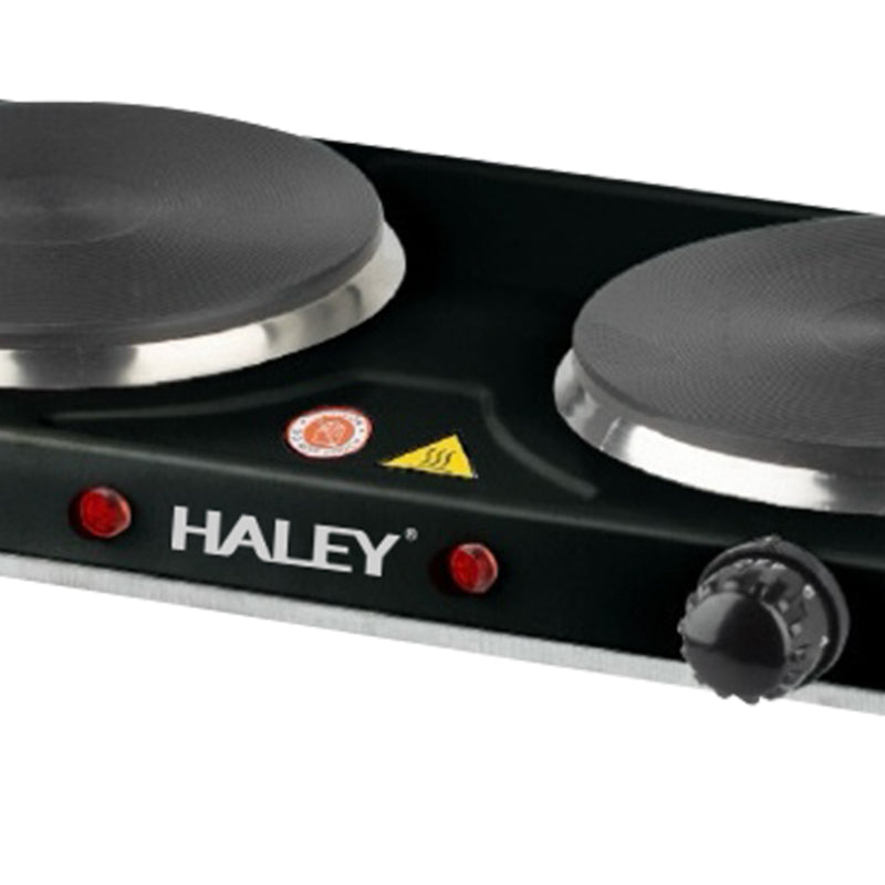 Plită Electrică HALEY cu 2 Zone de Gătit – 2000W, Timer, Protecție la Supraîncălzire, Design Inoxidabil Elegant, Negru