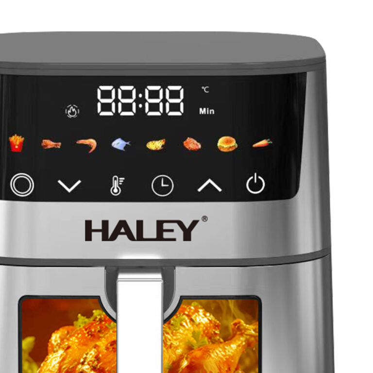 Friteuză cu Aer Cald HALEY 7L, 2000W cu Gătire 360°, Ecran Tactil, Geam de Vizualizare 180°, 8 Programe – Gătit Sănătos și Crocant fără Ulei