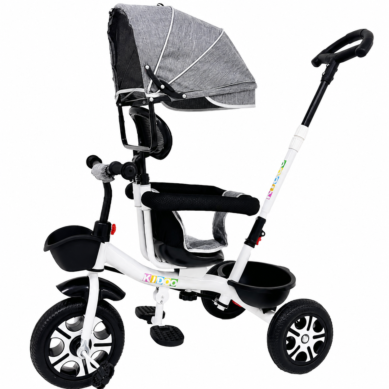 Tricicletă Evolutivă Kiddo KD-X06, Scaun Rotativ 360°, Poziție de Somn, Copertină UV, Roți din Cauciuc, 9 Luni – 6 Ani