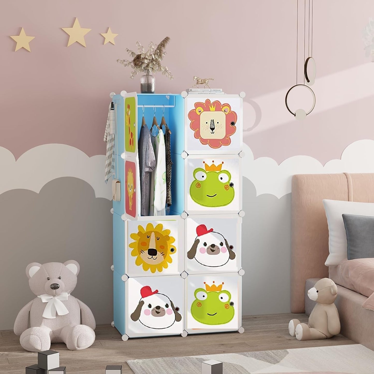 Dulap Modular cu 8 Rafturi AT PERFORMANCE® cu Animăluțe pentru Copii 🦁🐶🐻🐿️🐸