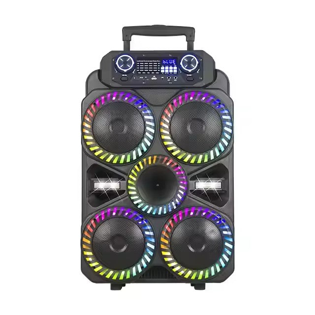 Boxă Portabilă Kolav 8" cu Bluetooth, TWS, USB, TF, FM, Woofer cu Lumină, Trolley, Microfon Wireless și Baterie 4000mAh – Ideală pentru Karaoke și Petreceri