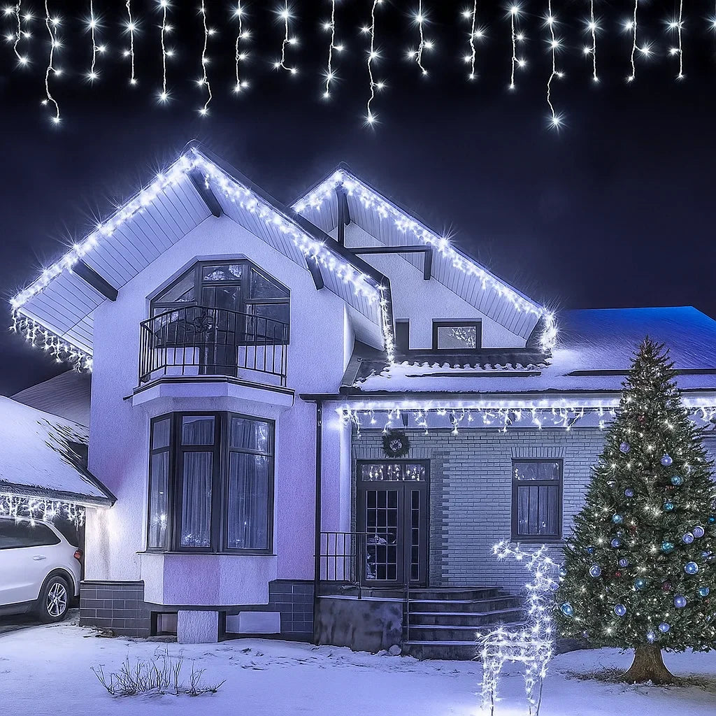 instalatie luminoasă Crăciun 12 metri AT PERFORMANCE® – 300 LED-uri alb rece, decor interior/exterior