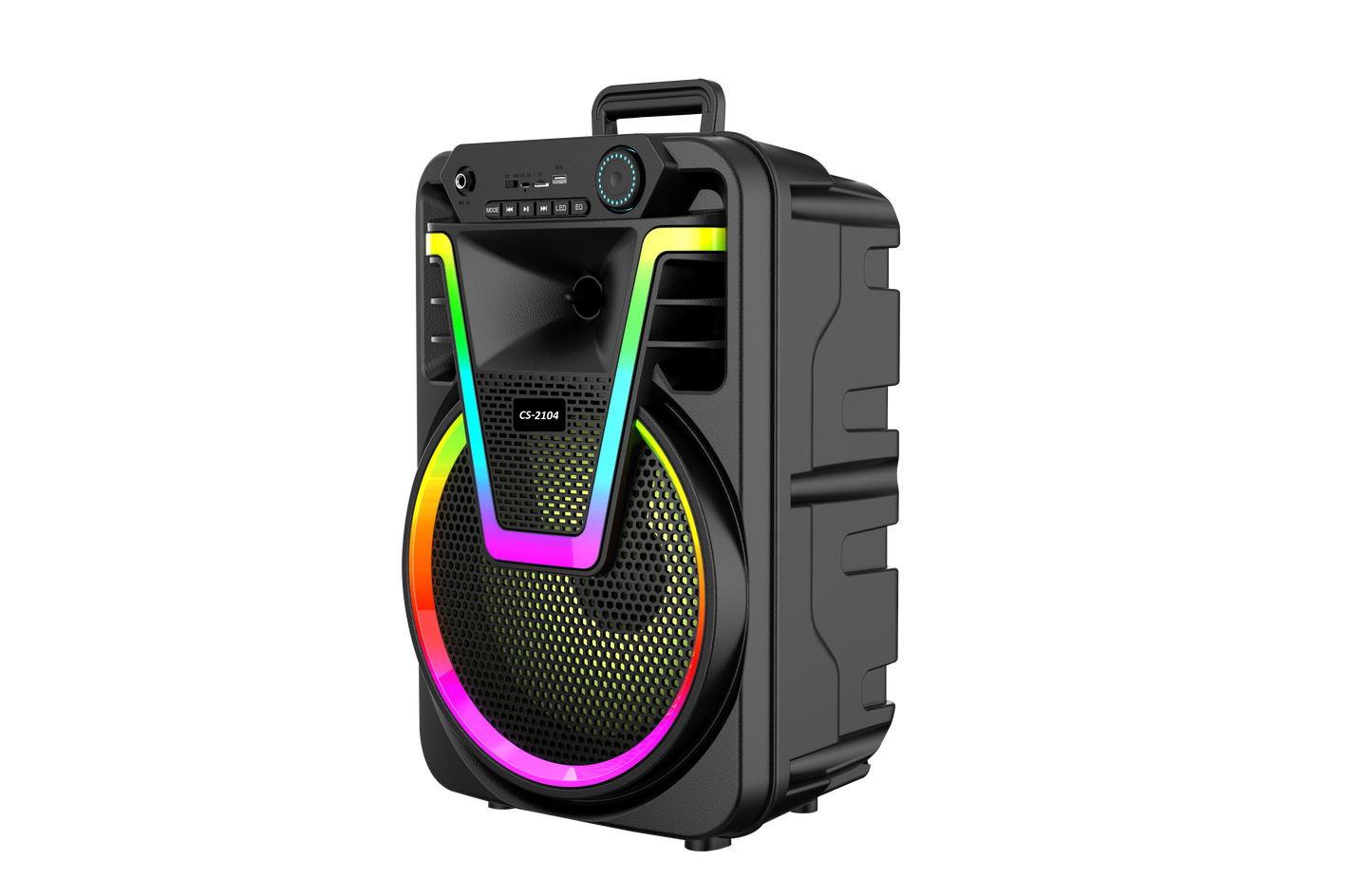 Boxa Portabila AT PERFORMANCE®, cu Lumini RGB, cu Maner, Putere 200W, MP3, USB, Bluetooth, TF, WIFI, Slot Microfon, Karaoke, Acumulator, Negru