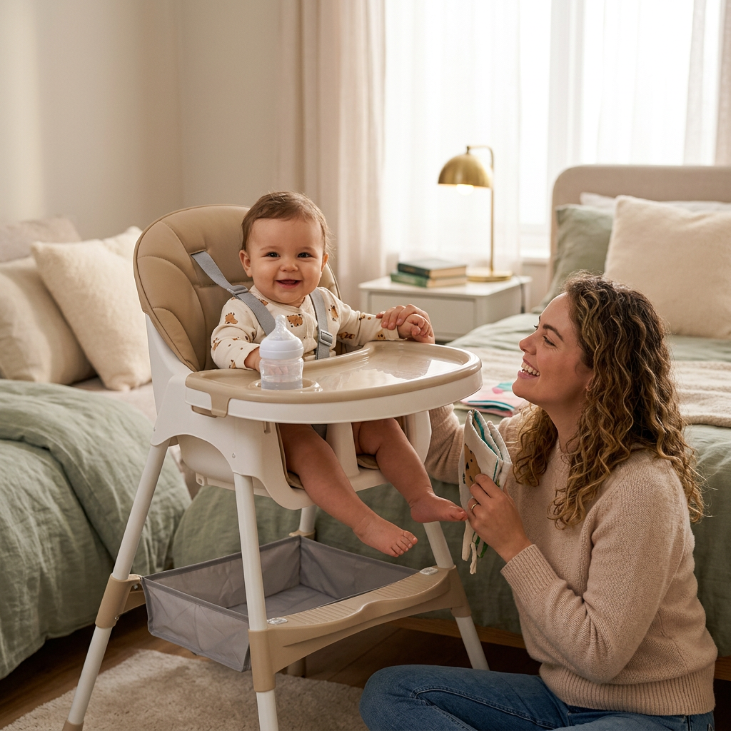 Scaun de masă pentru bebeluși KIDOO KD-44, cu centură de siguranță în 5 puncte