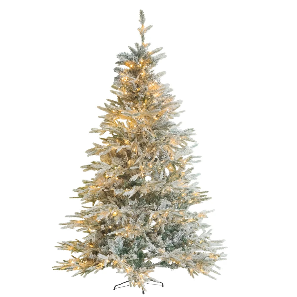 Brad artificial 3D cu ninsoare 2.1m, 1150 ramuri, cu lumini LED calde – Christmas Tree 2.1m 1150T
