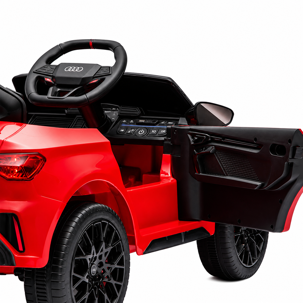 Mașinuță Electrică Pentru Copii KIDOO Audi RS 3 Sportback 2025, Licență Oficială Audi, 12V 4.5Ah, Telecomandă 2.4G, 3 Viteze, Bluetooth, USB, Lumini LED, Alb
