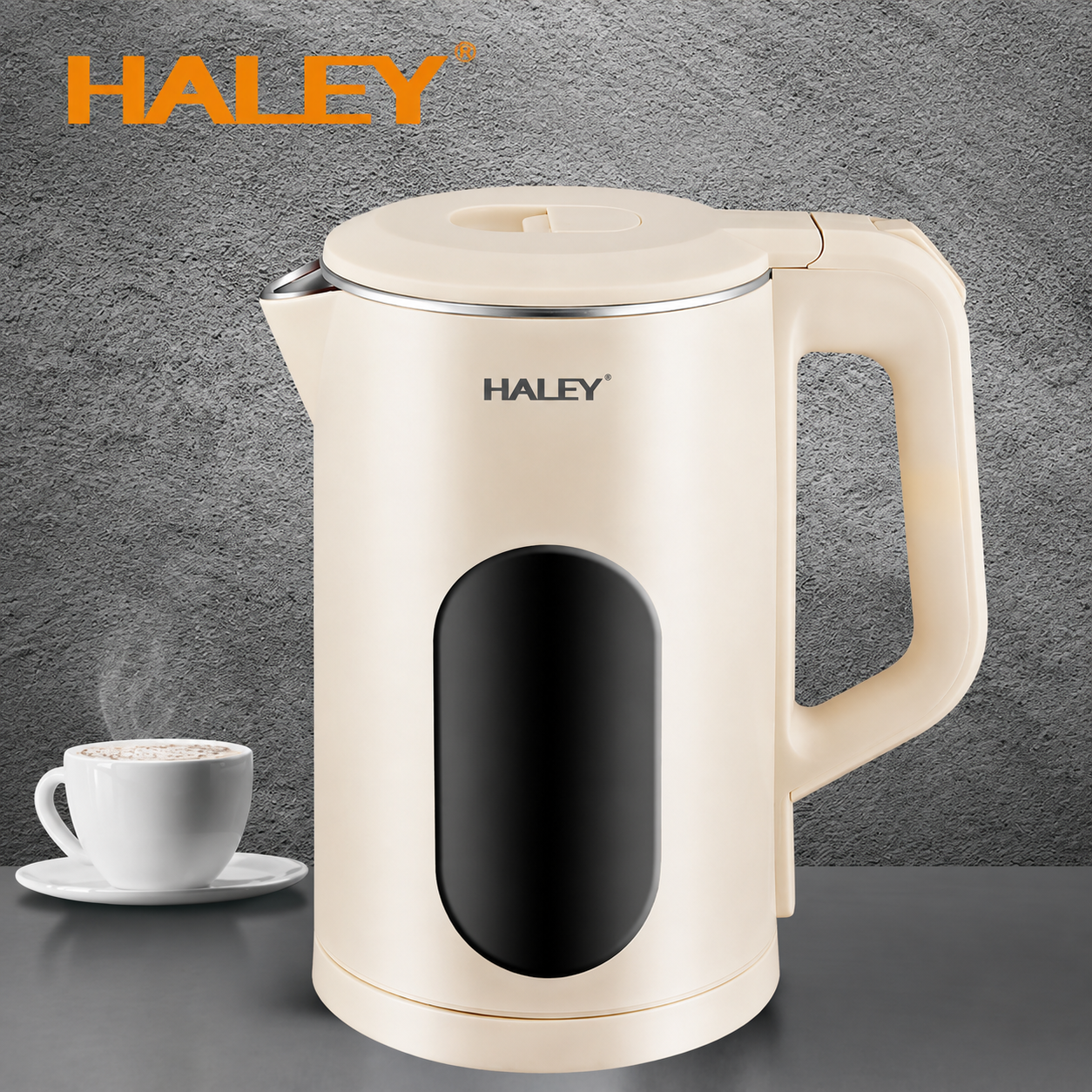 Fierbător Electric Haley HY-8913, 1.8L, 1500W, Inox SUS 304, Bază Rotativă 360°, Oprire Automată