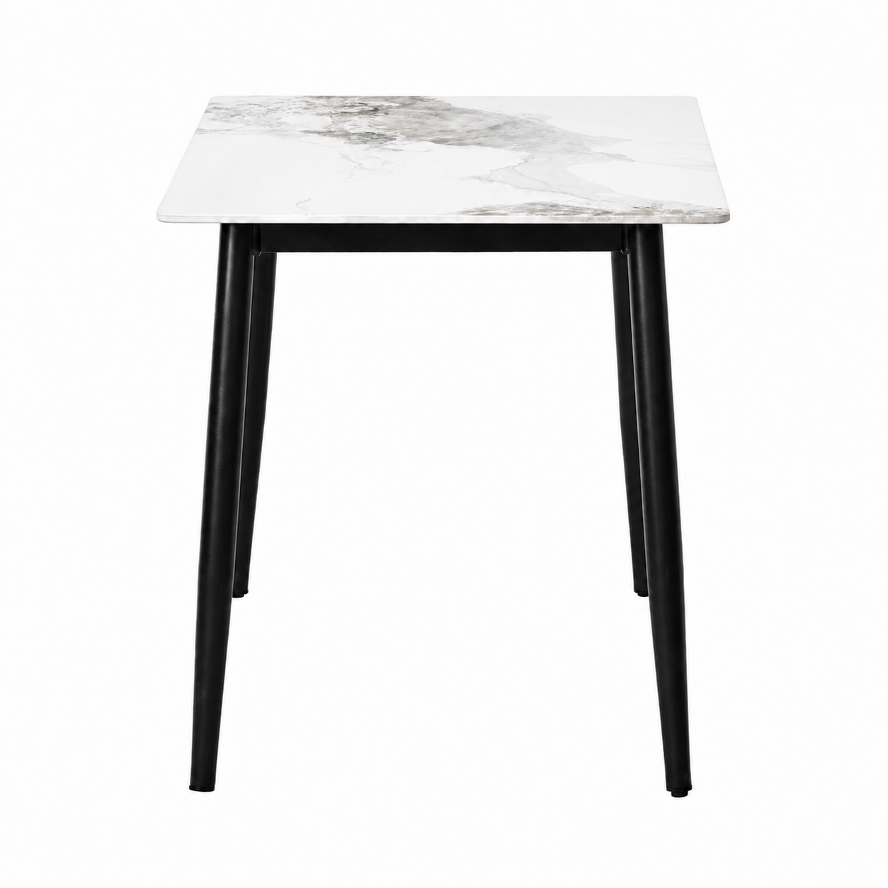Set masă Bucatarie / Sufragerie cu 4 scaune, blat sintered stone gri și catifea, 120x70 cm
