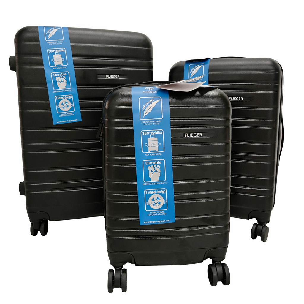 Set 3 Valize Rigide ABS cu Roți 360° – Mare 73 cm, Medie 65 cm, Cabină 55 cm