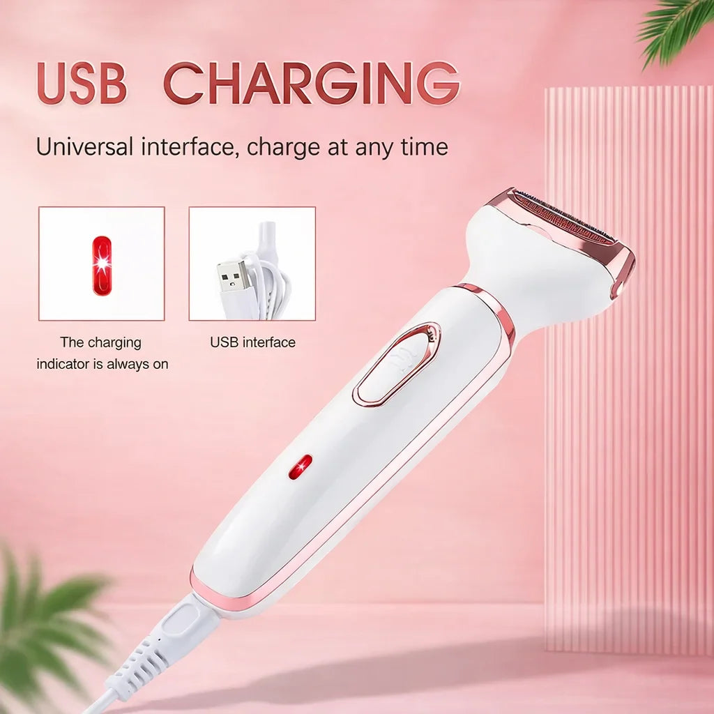 Kit Profesional de Îngrijire 4-în-1 – Lady Shaver Elegant & Trimmer Multifuncțional