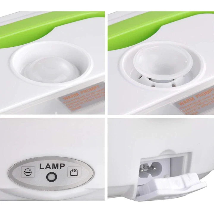 Caserola Termica pentru Mancare cu 2 Compartimente, AT PERFORMANCE, Volum 1 5L Putere 40W Pana la 50 Grade Verde.