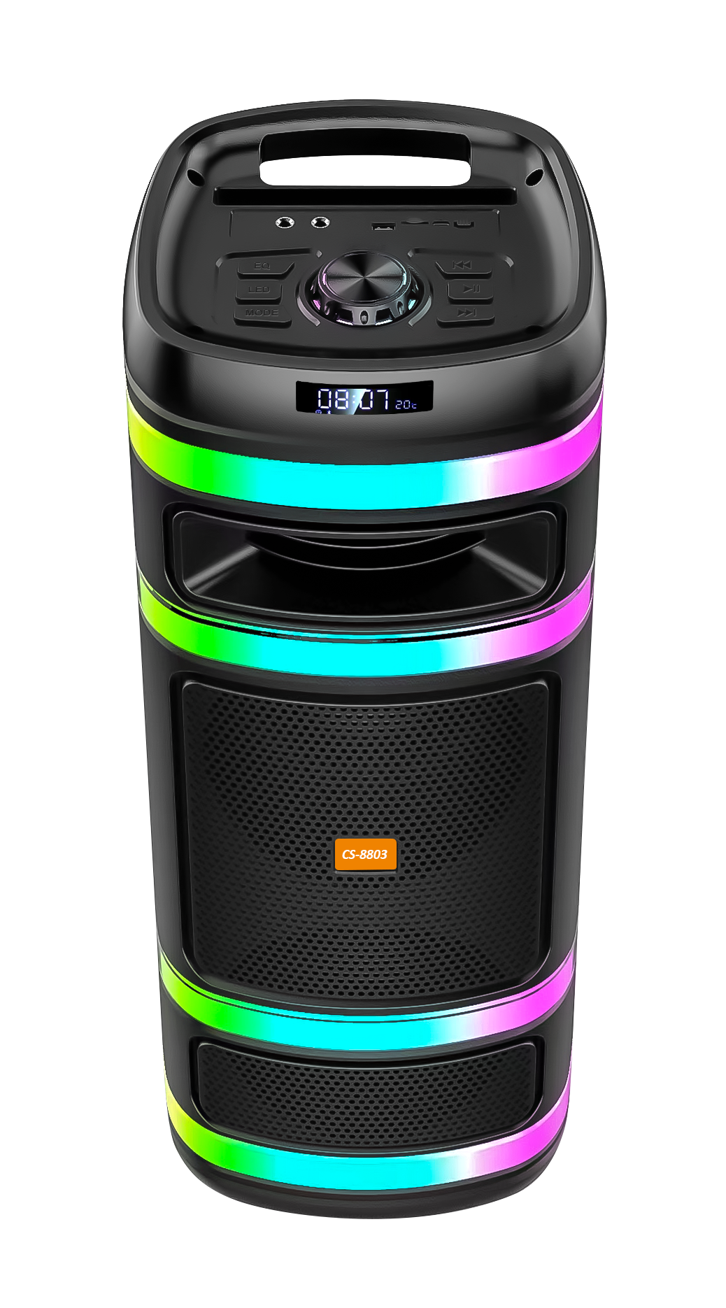 Boxa Portabila AT PERFORMANCE®, cu Lumini RGB, cu Maner, Putere 300W, MP3, USB, Bluetooth, TF, WIFI, Slot Microfon, Karaoke, Acumulator, Negru