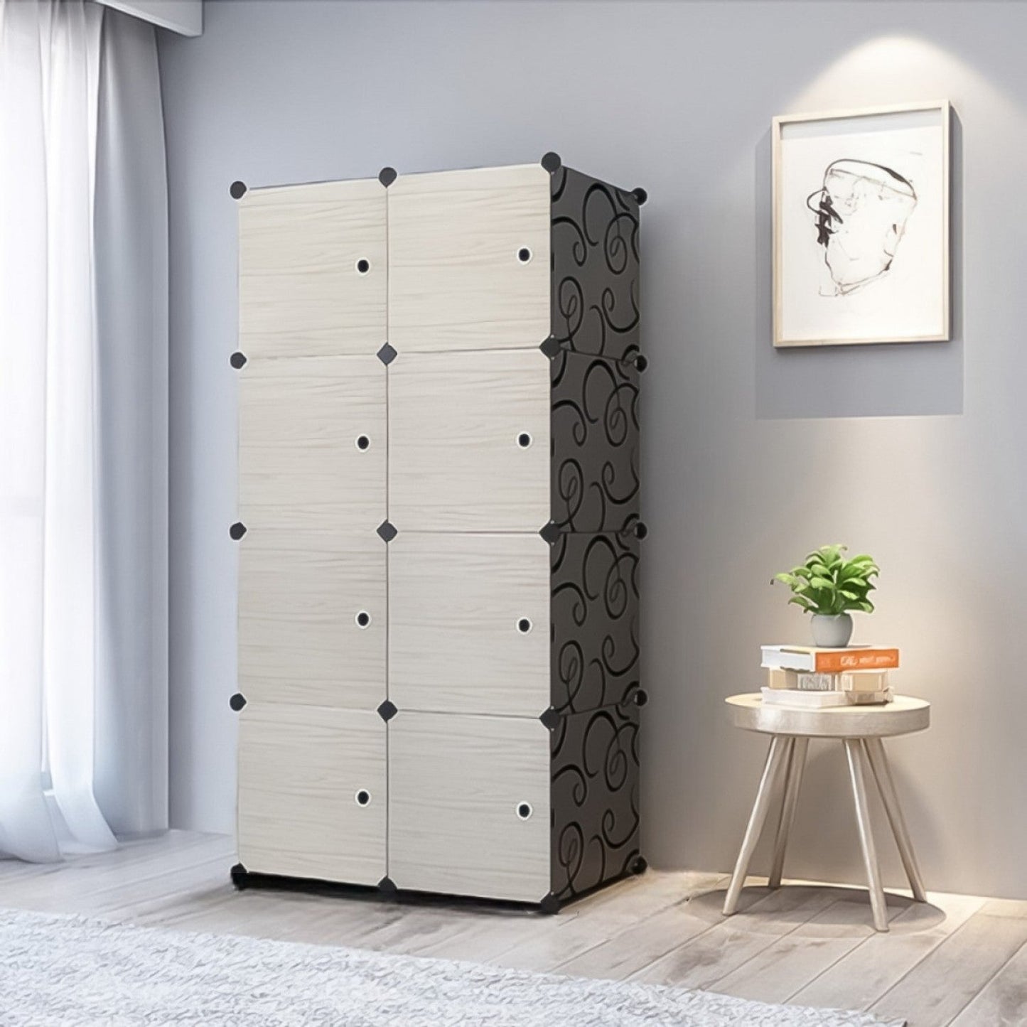 Dulap modular pentru copii, crem, AT PERFORMANCE®, 8 rafturi, durabil