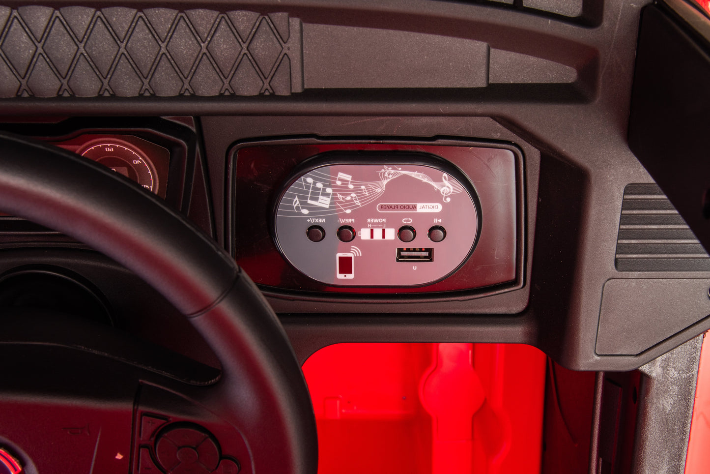 Camion electric cu remorcă pentru copii oficial licentiat, KIDOO, 12V, 2 motoare 35W, telecomandă 2.4G, suspensie pe 4 roți, lumini, muzică, viteză 3-5 km/h, uși funcționale